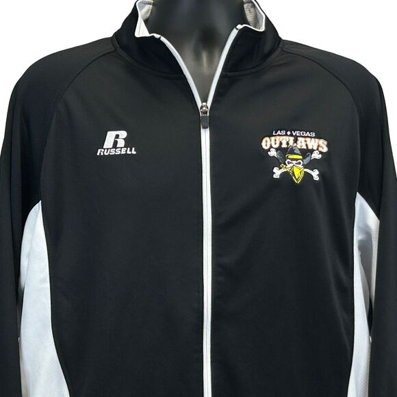 Vintage XFL Las Vegas Outlaws Track Jacket Mens Large Y2Ks Russell Black